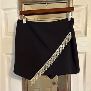 Amanda Uprichard Black Embellished Wrap Mini Skirt